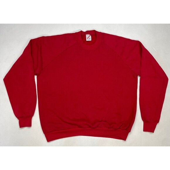 VINTAGE Jerzees Blank Crewneck Sweatshirt Men XL Red USA 90s - Picture 1 of 7